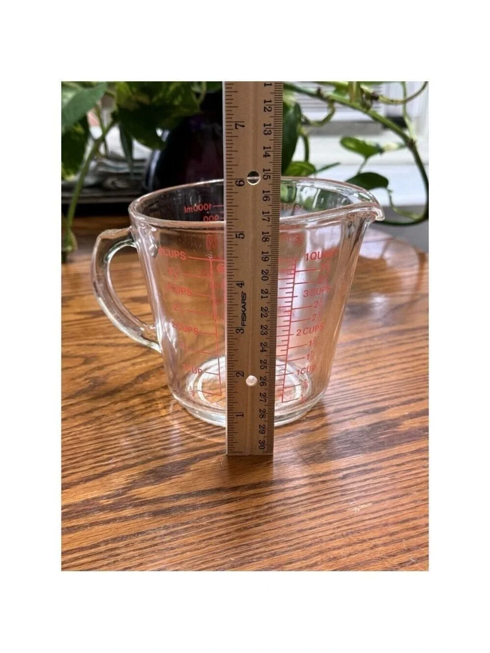 Vintage PYREX Glass Liquid 1 Quart 4 Cup Measuring Red Lettering 